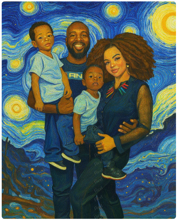 Pro Phography Portrait - Hand Painted Van Gogh Design