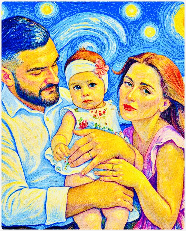 Pro Phography Portrait - Hand Painted Van Gogh Design